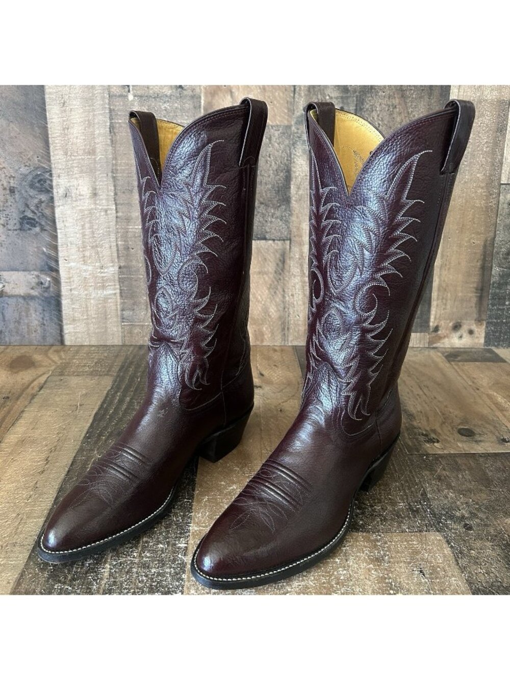 Nocona Vintage Burgundy Western Cowboy Boots Mens 7.5 D